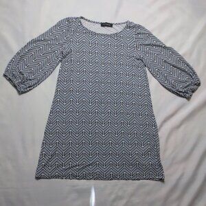 HOURGLASS LILLY womens TUNIC gray BLACK white BLOUSE dress STRETCH SIZE S